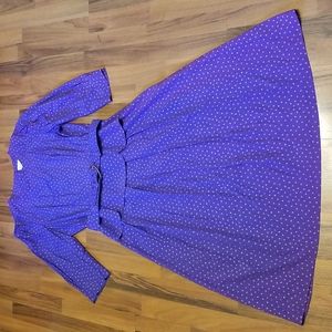 Vintage Periwinkle Purple & Metallic Gold Print Belted Dress Peplum Skirt